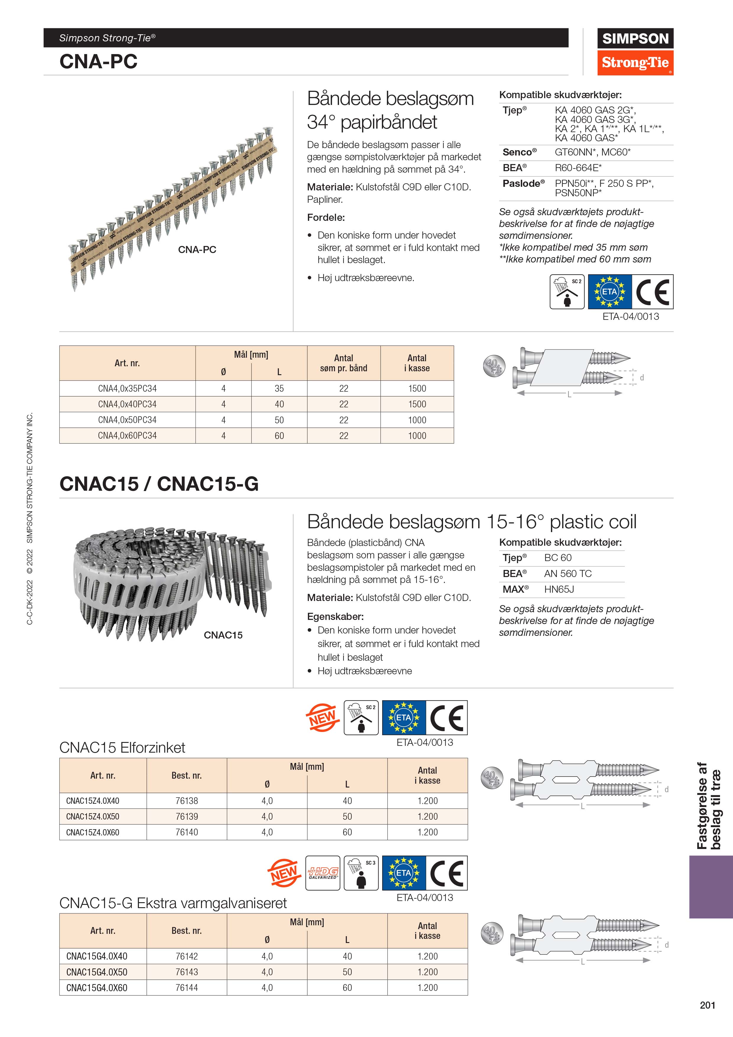 CNAC15 Båndede beslagsøm 15-16° plastic coil - Tromlesøm