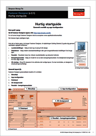 Hurtigstartguide Fastener Designer DK